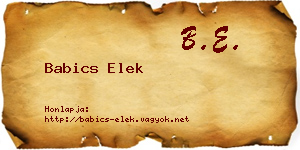 Babics Elek névjegykártya
