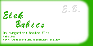 elek babics business card